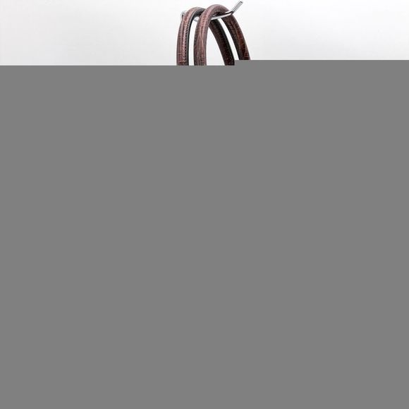Celine Macadam Bag Handbag Pattern Canvas Embossed Tote Dark Brown Crocodile - Picture 3 of 7